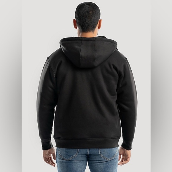 WRANGLER WORKWEAR SHERPA LINED HOODED SWEATSHIRT BLACK SIZE LARGE - Picture 2 of 13